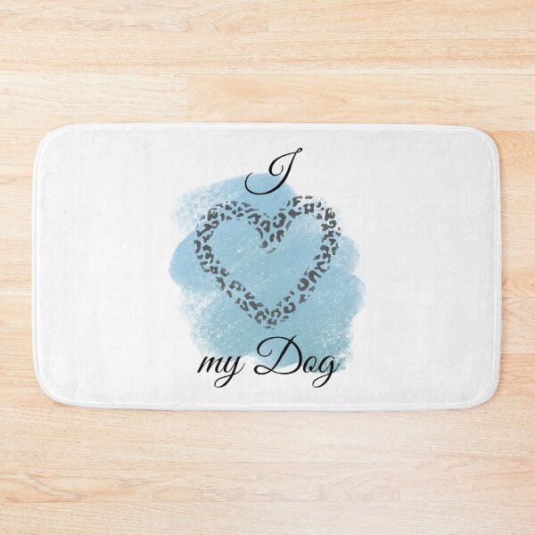 Item preview, I Love my Dog Leopard Print Heart with Blue-gray Background designed and sold by jeweleddesigns.