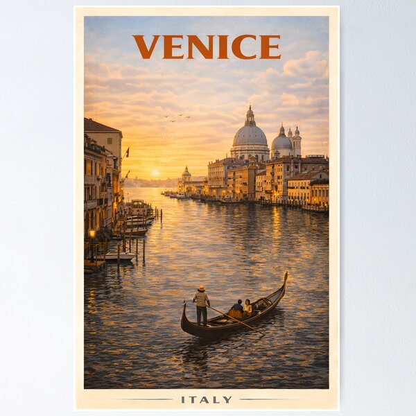 Item preview, Venice Sunset Retro Design – Warm Italy Aesthetic designed and sold by ArtYouFeel.