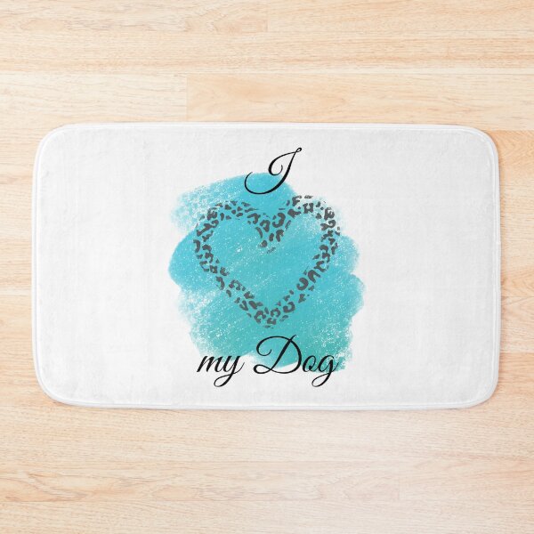 Item preview, I Love my Dog Leopard Print Heart with Teal Background designed and sold by jeweleddesigns.