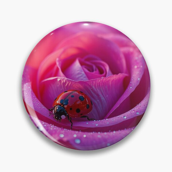 Item preview, Pink Rose with Ladybug and Dew Drops Floral Macro Wall Art designed and sold by BeautifulVirtues.