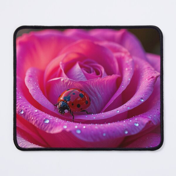 Item preview, Pink Rose with Ladybug and Dew Drops Floral Macro Wall Art designed and sold by BeautifulVirtues.
