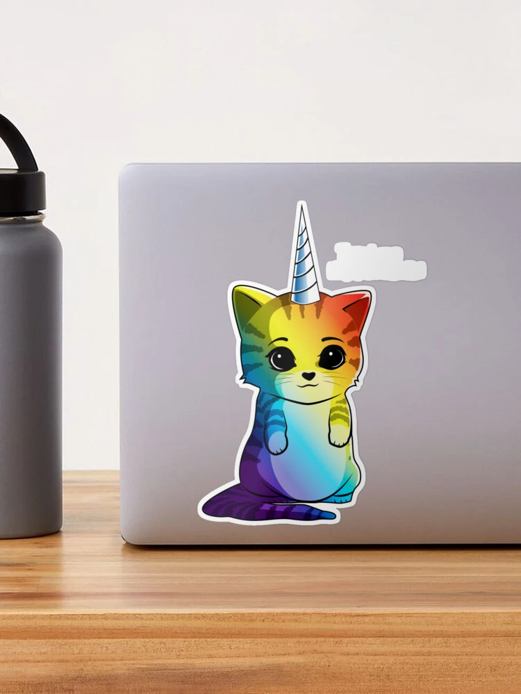 Cute unicorn cats with rainbow colors pattern Water Bottle by