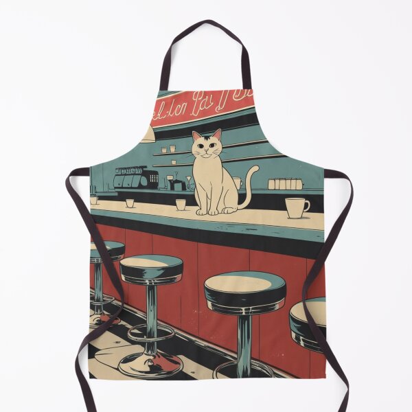 Item preview, Vintage Diner White Cat Illustration designed and sold by LEO'S CREATURE れおずくりーちゃー.