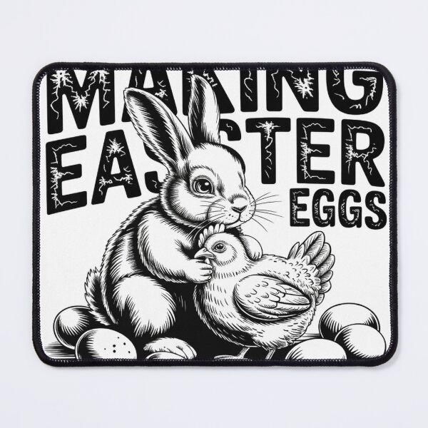 Item preview, Whimsical Linocut Rabbit Holding Chicken designed and sold by Bloomkept.