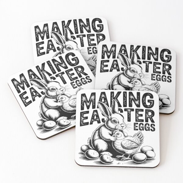 Item preview, Whimsical Linocut Rabbit Holding Chicken designed and sold by Bloomkept.