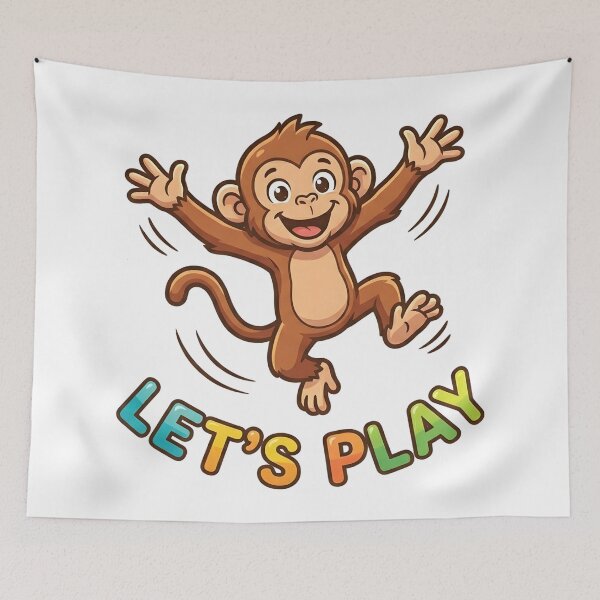 Item preview, Playful Monkey Let’s Play Kids T-Shirt – Cute Cartoon Monkey designed and sold by DIRTYSKETCHH.