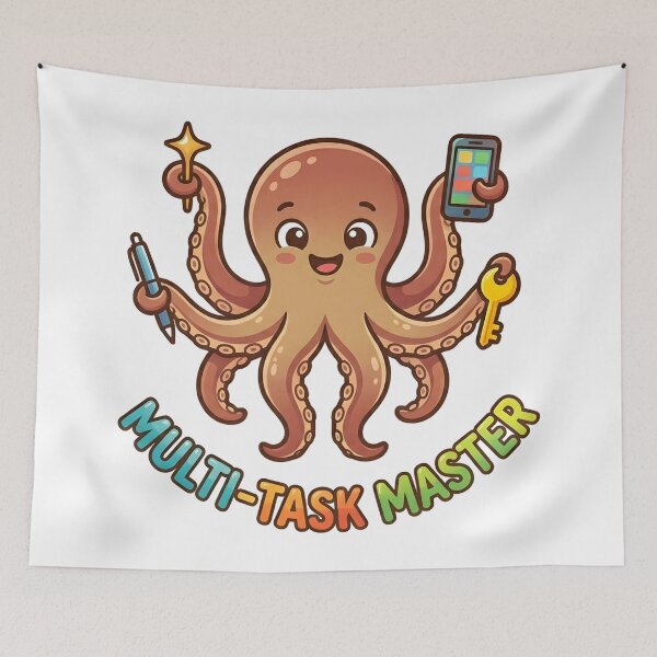 Item preview, Cute Octopus Multi Task Master Kids T-Shirt – Funny Sea Cartoon designed and sold by DIRTYSKETCHH.