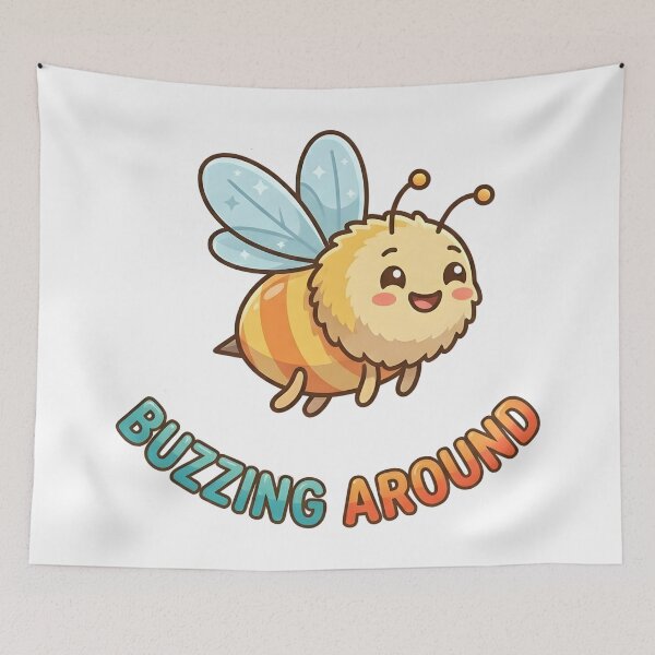 Item preview, Cute Bee Buzzing Around Kids T-Shirt – Funny Bee Cartoon designed and sold by DIRTYSKETCHH.