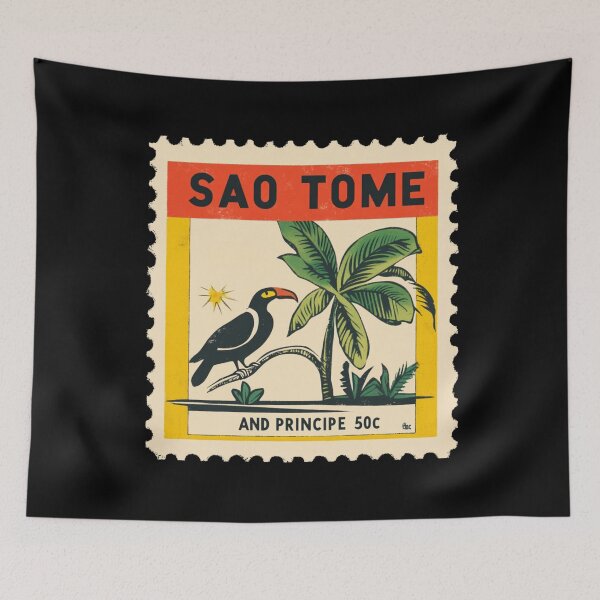 Item preview, Sao Tome Vintage Stamp - Tropical Bird & Palms designed and sold by tiigerdad.