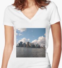 Manhattan, #Manhattan, New York City, #NewYorkCity, New York, #NewYork Women's Fitted V-Neck T-Shirt