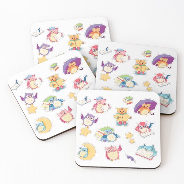 Item preview, Cute Owl Sticker Pack – Kawaii Study, Books & Night Animals Set designed and sold by ZYNORAworld.