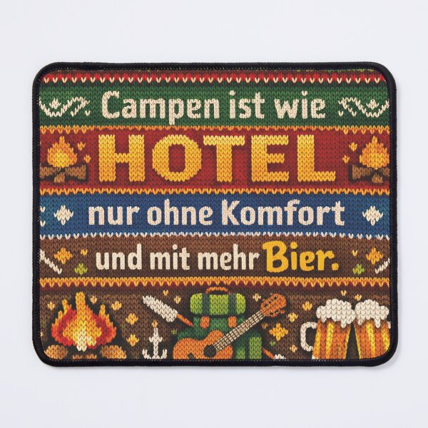 Item preview, Funny Camping Hotel Beer Quote in Knitting Pattern designed and sold by Mauswohn.