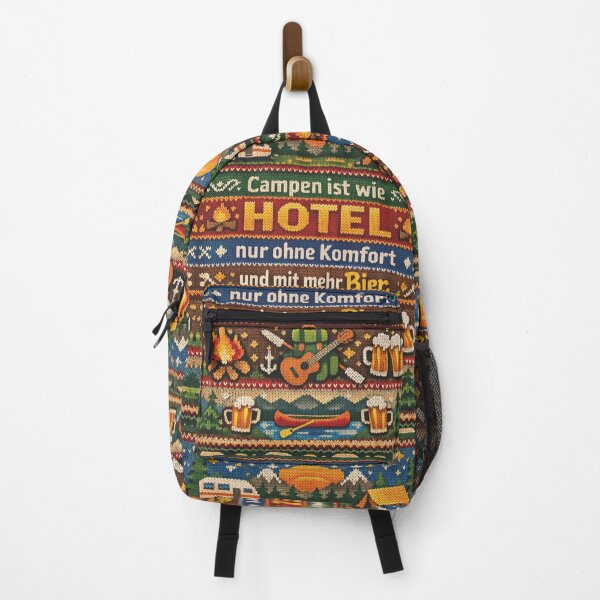 Item preview, Funny Camping Hotel Beer Quote in Knitting Pattern designed and sold by Mauswohn.