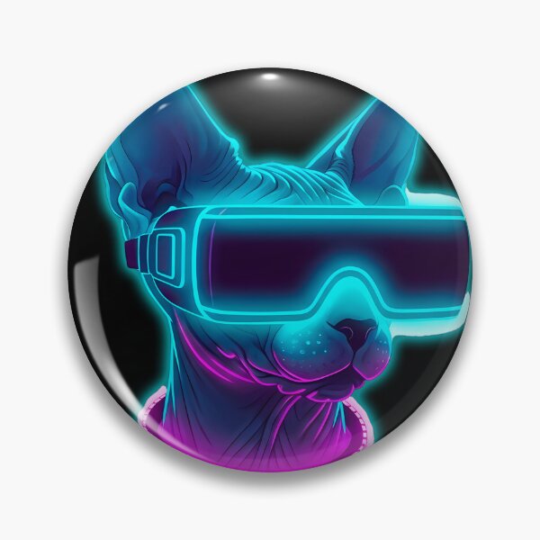 Item preview, Cyberpunk Sphynx Cat VR Goggles Synthwave Aesthetic designed and sold by powersunlight.