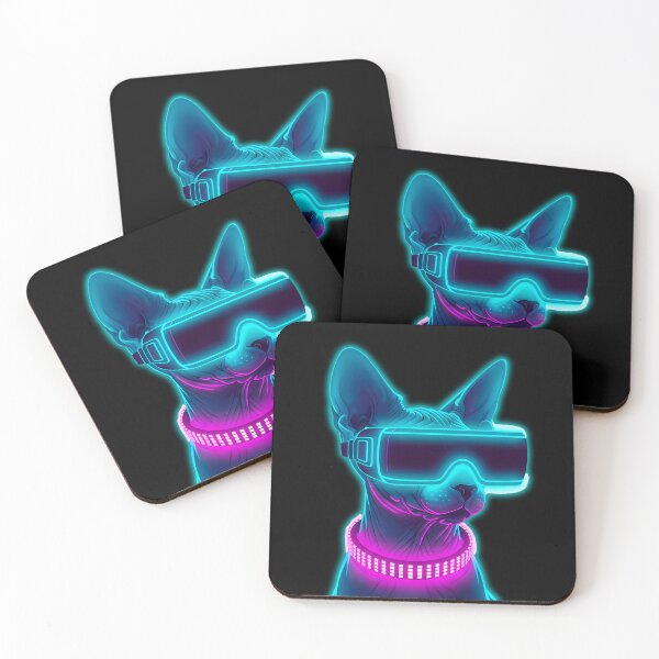 Item preview, Cyberpunk Sphynx Cat VR Goggles Synthwave Aesthetic designed and sold by powersunlight.