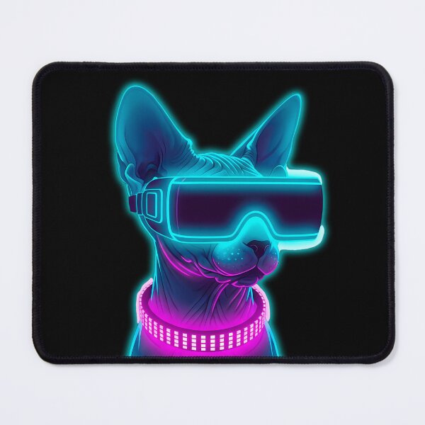 Item preview, Cyberpunk Sphynx Cat VR Goggles Synthwave Aesthetic designed and sold by powersunlight.