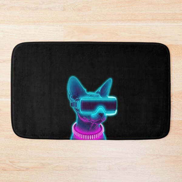 Item preview, Cyberpunk Sphynx Cat VR Goggles Synthwave Aesthetic designed and sold by powersunlight.