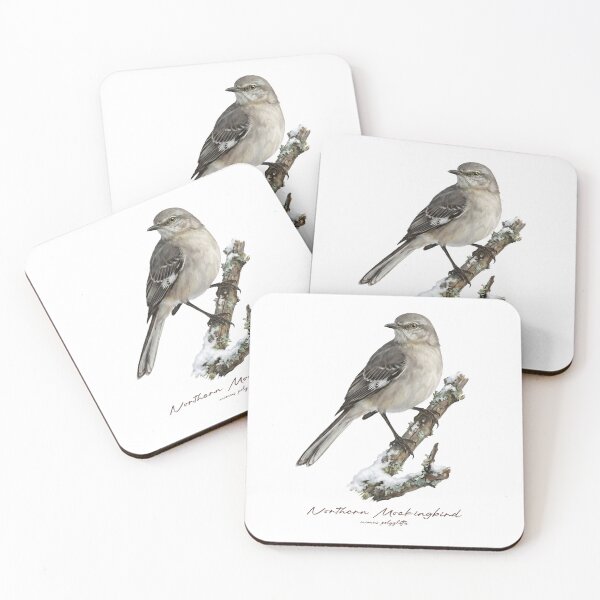 Item preview, Northern Mockingbird on Snowy Branch designed and sold by Takeda-art.