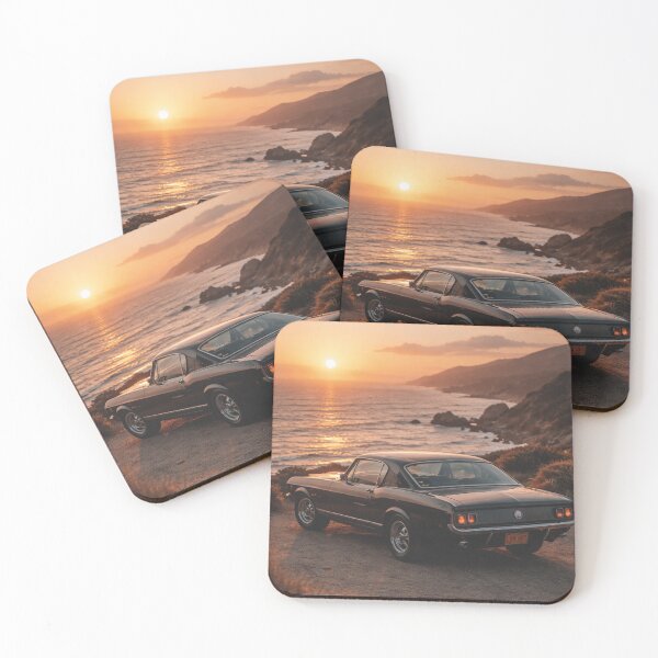 Item preview, Classic muscle car by the sea at sunset designed and sold by Mauswohn.