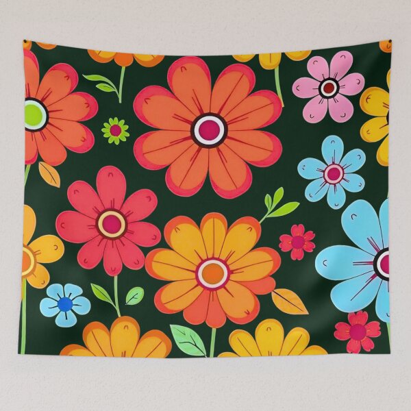 Item preview, Flower Power Psychedelic Floral Pattern – 60s 70s Retro Colors designed and sold by Good Vibes .