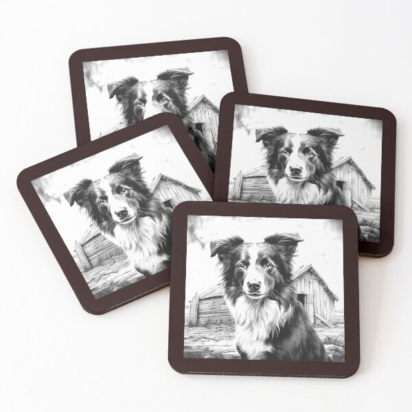 Item preview, Border Collie Farmhouse Black and White Rustic Dog Art designed and sold by inkoutninja.
