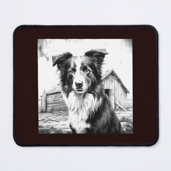 Item preview, Border Collie Farmhouse Black and White Rustic Dog Art designed and sold by inkoutninja.