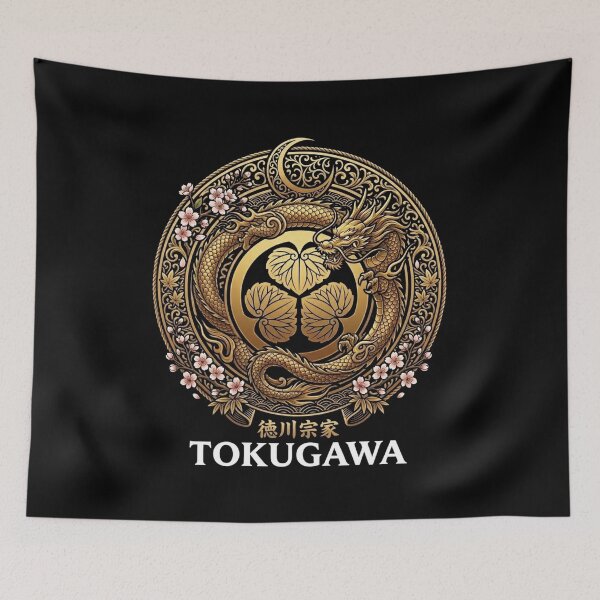 Item preview, Tokugawa Ieyasu Golden Dragon Hollyhock Crest Japanese Shogun Samurai Art designed and sold by TokyoInkClub.