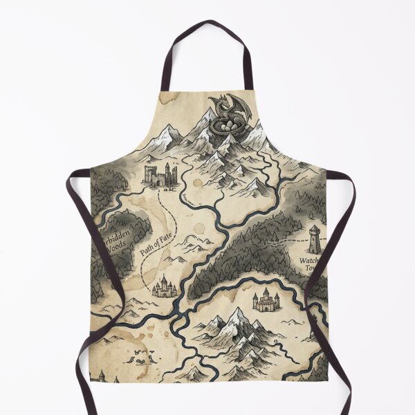 Item preview, Dragon's Peak & Forbidden Woods - Vintage Fantasy Map Pattern designed and sold by InnerwayStudio.