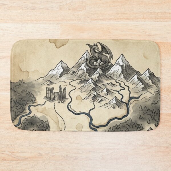 Item preview, Dragon's Peak & Forbidden Woods - Vintage Fantasy Map Pattern designed and sold by InnerwayStudio.
