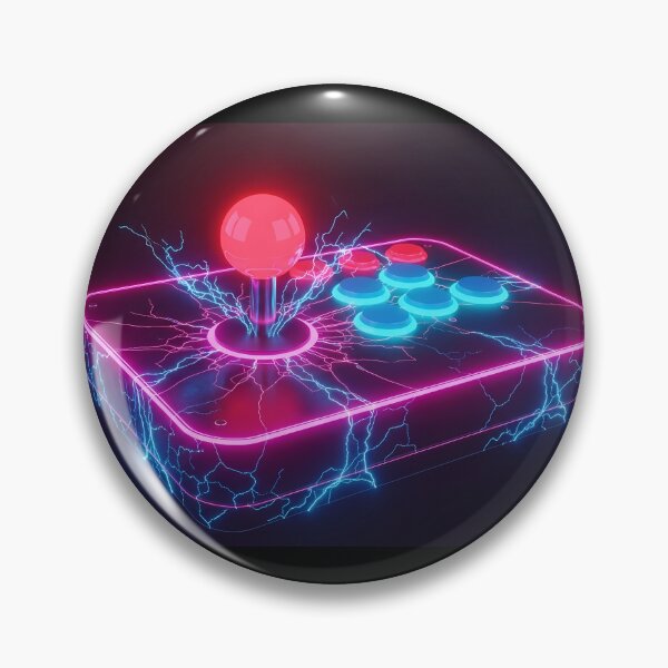Item preview, Electric Retro Arcade Joystick - Neon Lightning Gaming Art designed and sold by powersunlight.