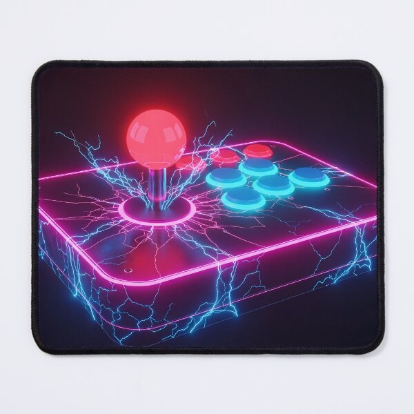 Item preview, Electric Retro Arcade Joystick - Neon Lightning Gaming Art designed and sold by powersunlight.