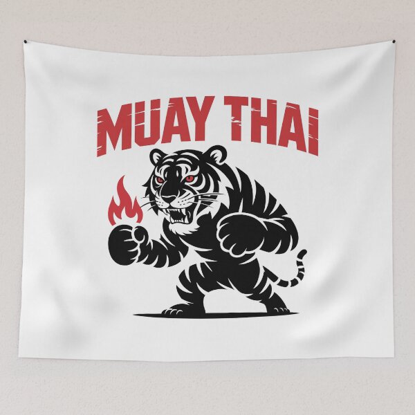 Item preview, a black tiger muaythai fighter designed and sold by Weedvana.