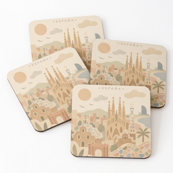 Item preview, Barcelona Spain Travel Poster | Gaudi Architecture Minimalist Illustration designed and sold by DrizzyV.