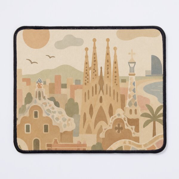 Item preview, Barcelona Spain Travel Poster | Gaudi Architecture Minimalist Illustration designed and sold by DrizzyV.