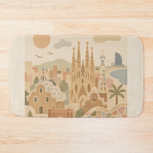 Item preview, Barcelona Spain Travel Poster | Gaudi Architecture Minimalist Illustration designed and sold by DrizzyV.