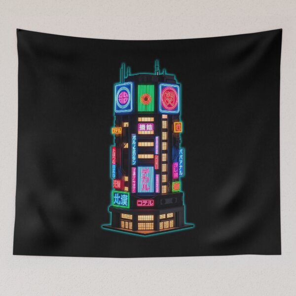 Item preview, Cyberpunk Neon Skyscraper - Futuristic City Skyline Art designed and sold by powersunlight.