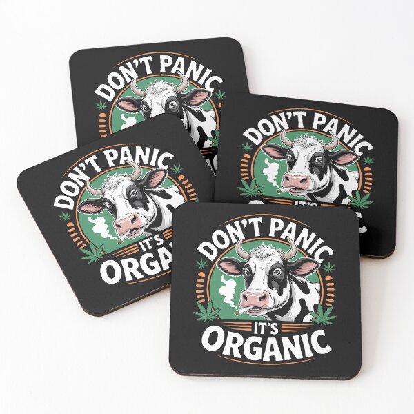 Item preview, Don’t Panic It’s Organic Funny Weed Cow 420 Stoner Joke designed and sold by Say It With Ink.