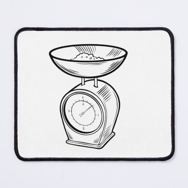 Item preview, Kitchen scale displays weight measurement of raw ingredients in a bowl for preparing food in home kitchen setting during daytime designed and sold by Ms. Iryna.