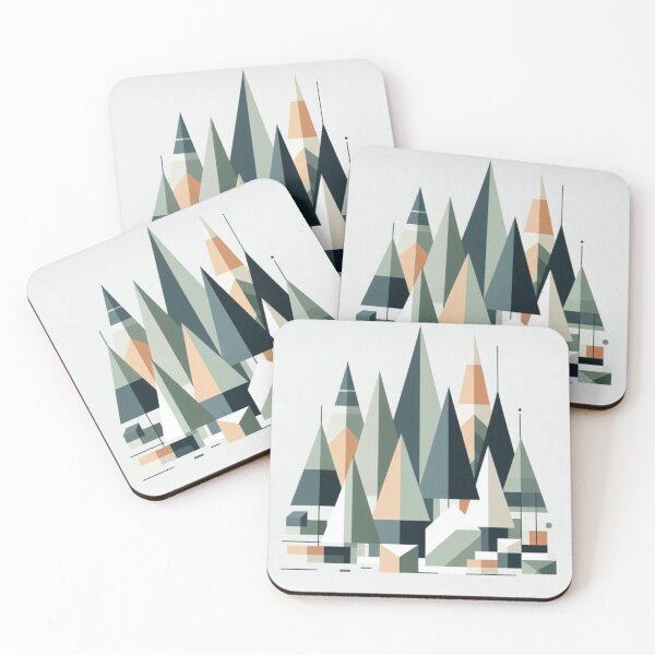 Item preview, Abstract geometric mountain forest landscape  designed and sold by NivyasArtistry.