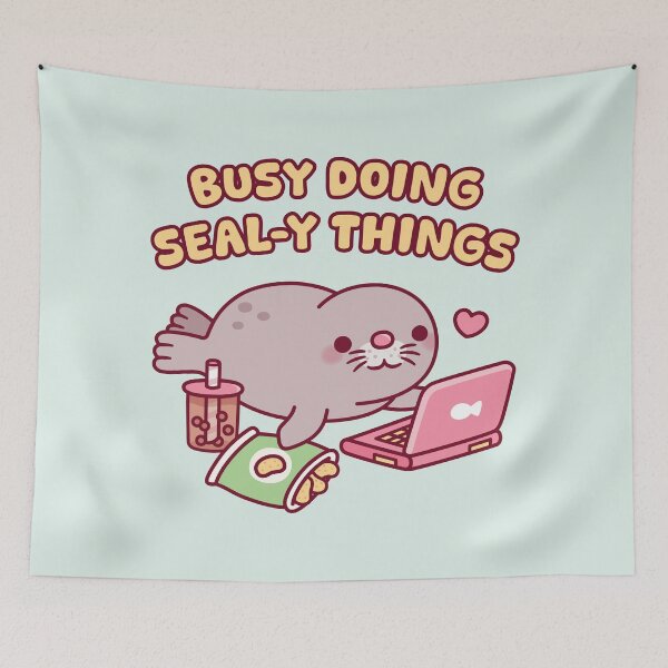 Item preview, Cute Chonky Seal Chilling With Laptop Busy Doing Seal-y Things designed and sold by rustydoodle.