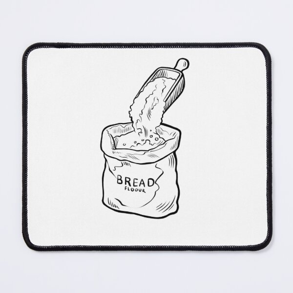 Item preview, Flour is poured from a scoop into a bag labeled bread flour in a kitchen setting during daytime hours designed and sold by Ms. Iryna.