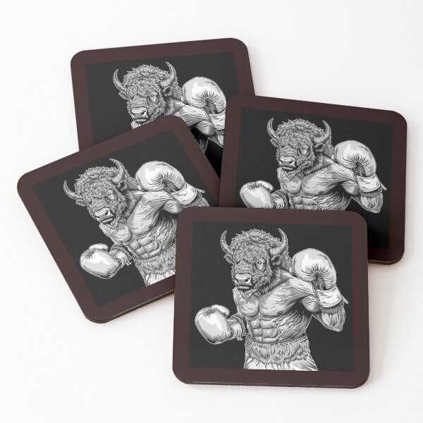 Item preview, Buffalo Boxer Black and White Fierce Animal Fighter Art designed and sold by inkoutninja.