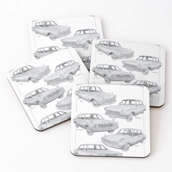 Item preview, Ford Cortina Cars - Five of the best 1 hand-drawn designed and sold by Classic Car Art Drawings.