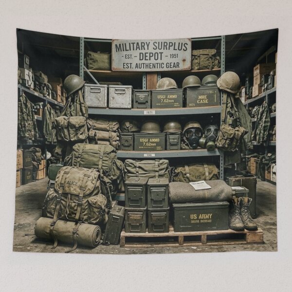 Item preview, Military Surplus Equipment Store Display designed and sold by Uniqueartai.
