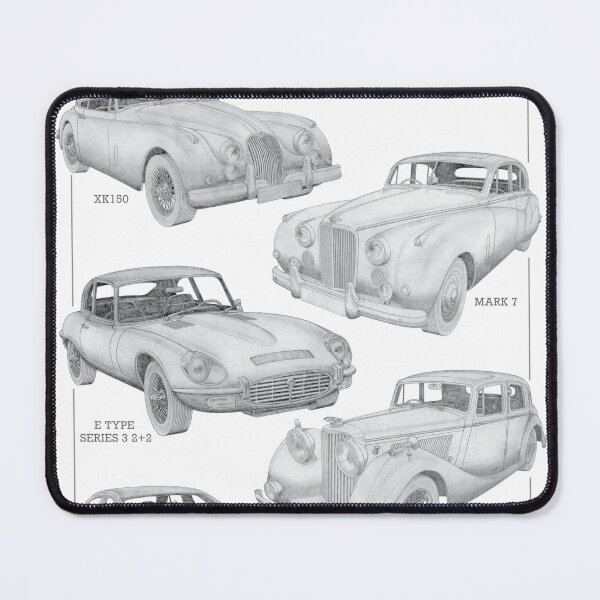 Item preview, Jaguar Cars - Five of the best 3 hand-drawn designed and sold by Classic Car Art Drawings.