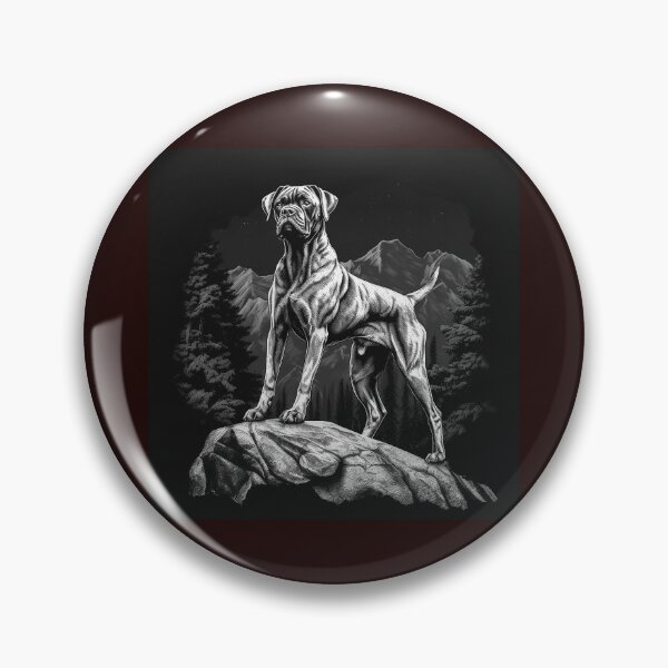 Item preview, Boxer Dog Mountain Peak Black and White Rustic Art designed and sold by inkoutninja.