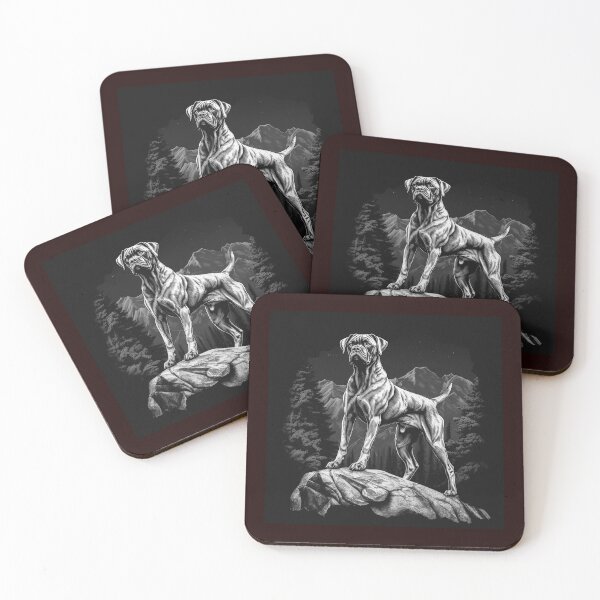 Item preview, Boxer Dog Mountain Peak Black and White Rustic Art designed and sold by inkoutninja.