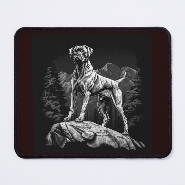 Item preview, Boxer Dog Mountain Peak Black and White Rustic Art designed and sold by inkoutninja.