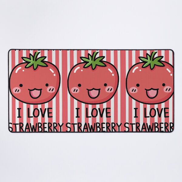 Item preview, Kawaii Blushing Strawberry on Striped Background designed and sold by Piotrek0001.
