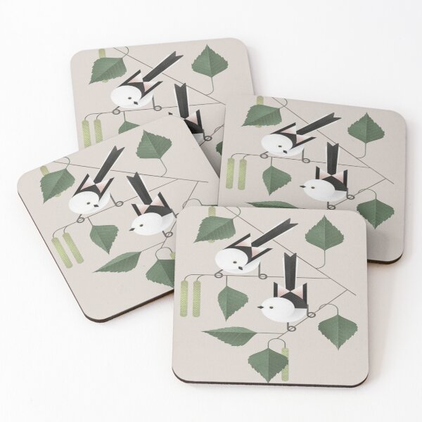 Item preview, Geometric long tailed tit birds designed and sold by NivyasArtistry.